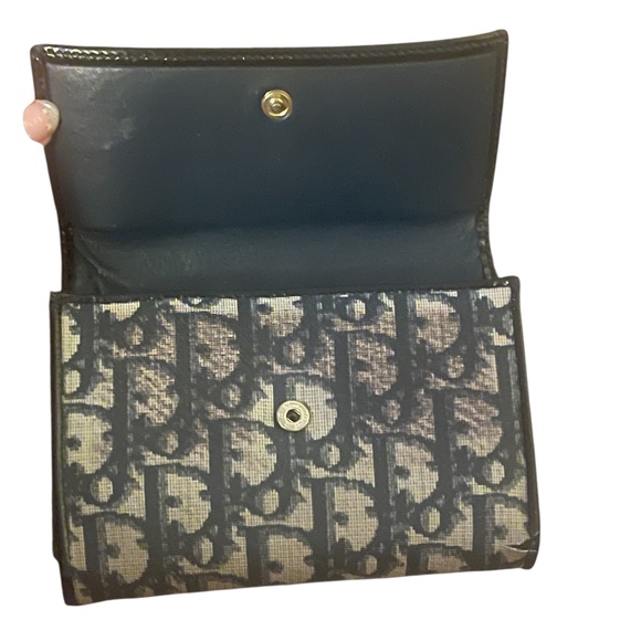 Authentic Christian Dior Beautiful Navy Blue and Beige Monogram Logo Wallet - Picture 4 of 16
